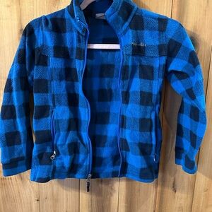 Columbia Blue and Black Checkered Fleece Jacket